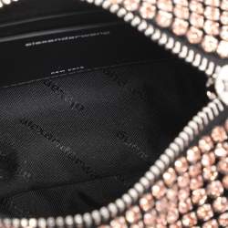 Pre Owned Alexander Wang Orange Crystal Embellished Mesh Medium Heiress Pouch