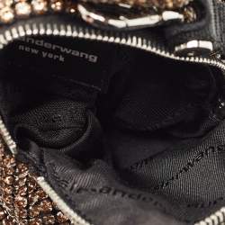 Pre Owned حقيبة كلتش ألكسندر وانغ مرصعة بالكريستال الذهبي بايريس بوكلت معصم