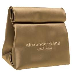 Alexander Wang Khaki Satin Foldover Clutch 