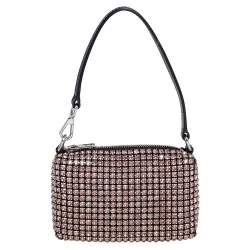 Alexander Wang Pink Crystal Embellished Mesh Heiress Pouch Bag