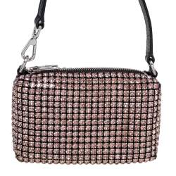 Alexander Wang Pink Crystal Embellished Mesh Heiress Pouch Bag