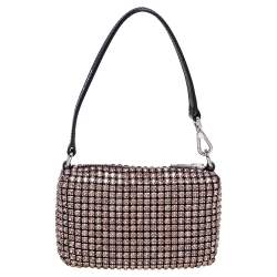 Alexander Wang Pink Crystal Embellished Mesh Heiress Pouch Bag