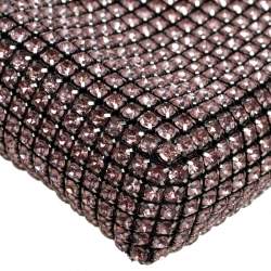 Alexander Wang Pink Crystal Embellished Mesh Heiress Pouch Bag