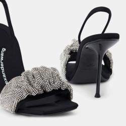 Alexander Wang black Leather Julie Crystal Scrunchie Sandals EU 38