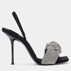 Alexander Wang black Leather Julie Crystal Scrunchie Sandals EU 38