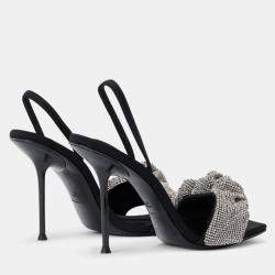Alexander Wang black Leather Julie Crystal Scrunchie Sandals EU 39