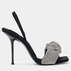Alexander Wang black Leather Julie Crystal Scrunchie Sandals EU 39