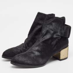 Alexander Wang Black Calf Hair Ankle Length Boots Size 36