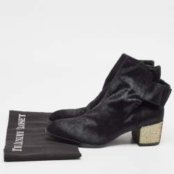 Alexander Wang Black Calf Hair Ankle Length Boots Size 36