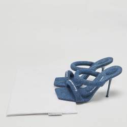 مملوكة مسبقًا Alexander Wang Blue Denim Julie Slide Sandals Size 39