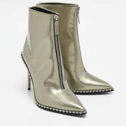 Alexander Wang Black Canvas Pointed Toe Ankle Boots Size 39