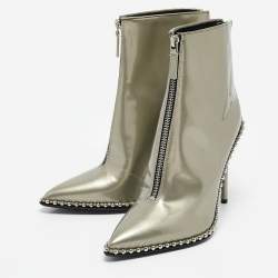 Alexander Wang Black Canvas Pointed Toe Ankle Boots Size 39