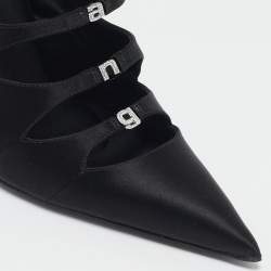 Alexander Wang Black Satin Lolita Heel Mules Size 40