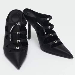 Alexander Wang Black Satin Lolita Heel Mules Size 40