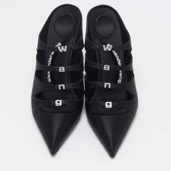 Alexander Wang Black Satin Lolita Heel Mules Size 40