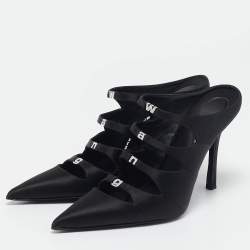 Alexander Wang Black Satin Lolita Heel Mules Size 40