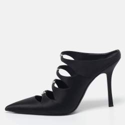 Alexander Wang Black Satin Lolita Heel Mules Size 40