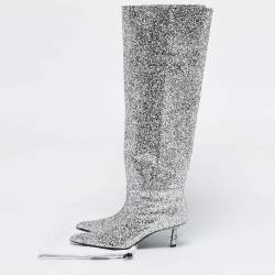 Alexander Wang Silver Glitter Viola Knee Length Boots Size 36
