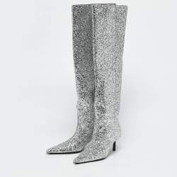Alexander Wang Silver Glitter Viola Knee Length Boots Size 36