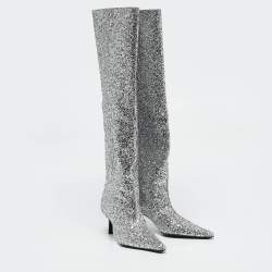 Alexander Wang Silver Glitter Viola Knee Length Boots Size 36