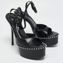 Alexander Wang Black Leather Nova Platform Sandals Size 40