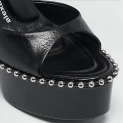 Alexander Wang Black Leather Nova Platform Sandals Size 40