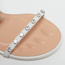 Alexander Wang White Leather Crystal Embellished Nicki Sandals Size 40