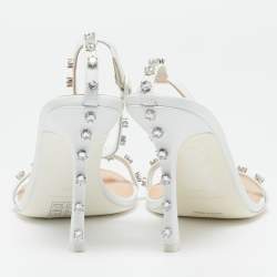 Alexander Wang White Leather Crystal Embellished Nicki Sandals Size 40