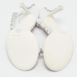 Alexander Wang White Leather Crystal Embellished Nicki Sandals Size 40
