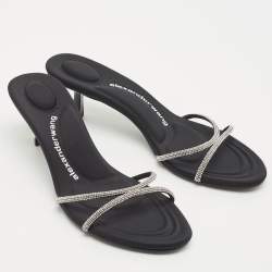 Alexander Wang Black Suede Crystal Embellished Dahlia Slide Sandals Size 37