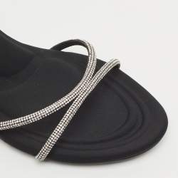 Alexander Wang Black Suede Crystal Embellished Dahlia Slide Sandals Size 37