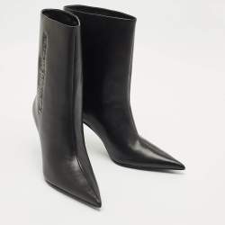 Pre Owned Alexander Wang Black Leather Delphine Pointed Toe Mid Calf Boots Size 39