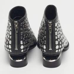 مملوكة مسبقًا بوت ألكسندر وانغ كوري جلد أسود مرصع طول الكاحل مقاس 36.5