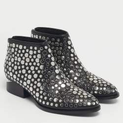 مملوكة مسبقًا بوت ألكسندر وانغ كوري جلد أسود مرصع طول الكاحل مقاس 36.5