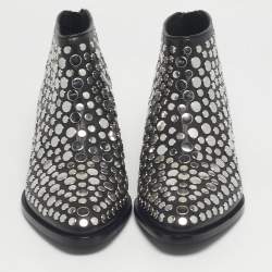 مملوكة مسبقًا بوت ألكسندر وانغ كوري جلد أسود مرصع طول الكاحل مقاس 36.5