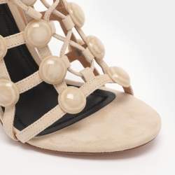 Pre Owned Alexander Wang Beige Suede Rubies Cage Sandals Size 38