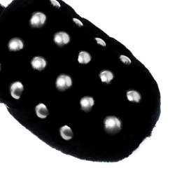 Alexander Wang Black Studded Fur Amelia Shearling Lined Flat Slides Size 41