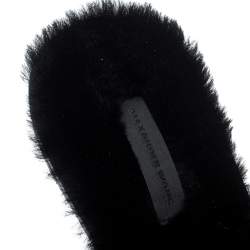 Alexander Wang Black Studded Fur Amelia Shearling Lined Flat Slides Size 41