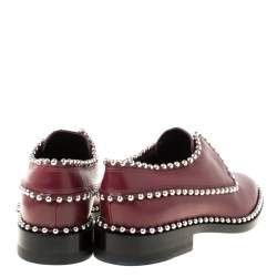 Alexander Wang Burgundy Leather Stud Trim Brogues Loafers Size 38.5