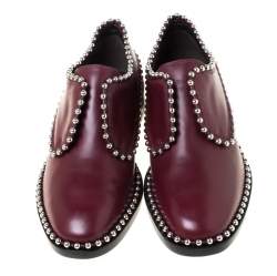 Alexander Wang Burgundy Leather Stud Trim Brogues Loafers Size 38.5