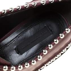 Alexander Wang Burgundy Leather Stud Trim Brogues Loafers Size 38.5
