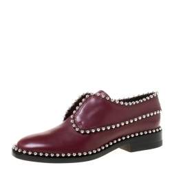 Alexander Wang Burgundy Leather Stud Trim Brogues Loafers Size 38.5