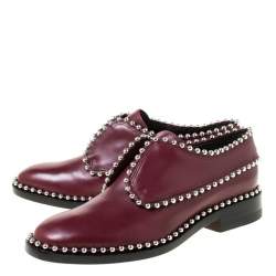 Alexander Wang Burgundy Leather Stud Trim Brogues Loafers Size 38.5