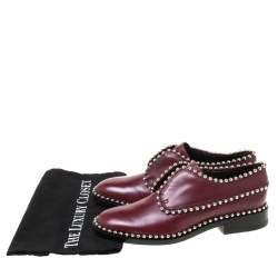 Alexander Wang Burgundy Leather Stud Trim Brogues Loafers Size 38.5