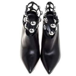 Alexander Wang Black Leather Tina Ankle Booties Size 41