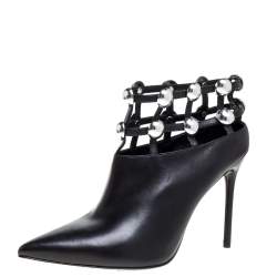 Alexander Wang Black Leather Tina Ankle Booties Size 41