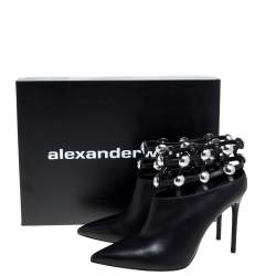 Alexander Wang Black Leather Tina Ankle Booties Size 41