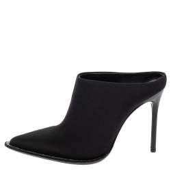 Pre Owned حذاء سلايد أليكساندر وانغ ايري ديامانت نايلون أسود مقاس 38