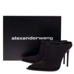 Pre Owned حذاء سلايد أليكساندر وانغ ايري ديامانت نايلون أسود مقاس 38