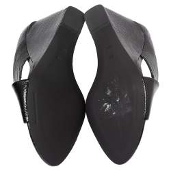 Alexander Wang Black Lizard Embossed Leather Cross Strap Wedge Sandals Size 39